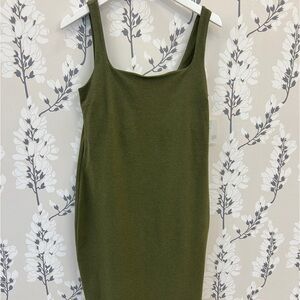 Spacedye Icon Midi Dress-Space dye Olive Green.